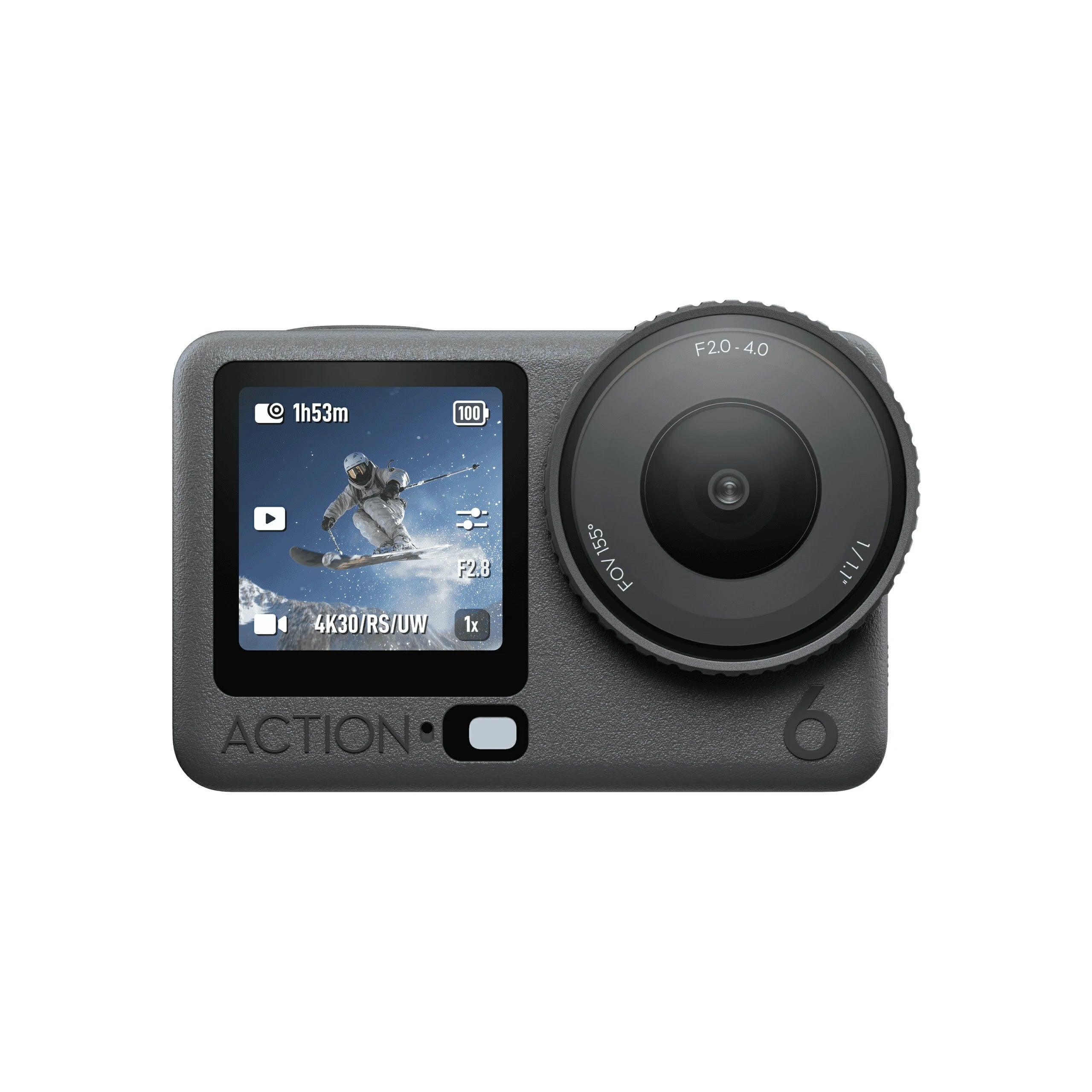 DJI Osmo Action 6 actionkamera med variabel bländare på vit bakgrund