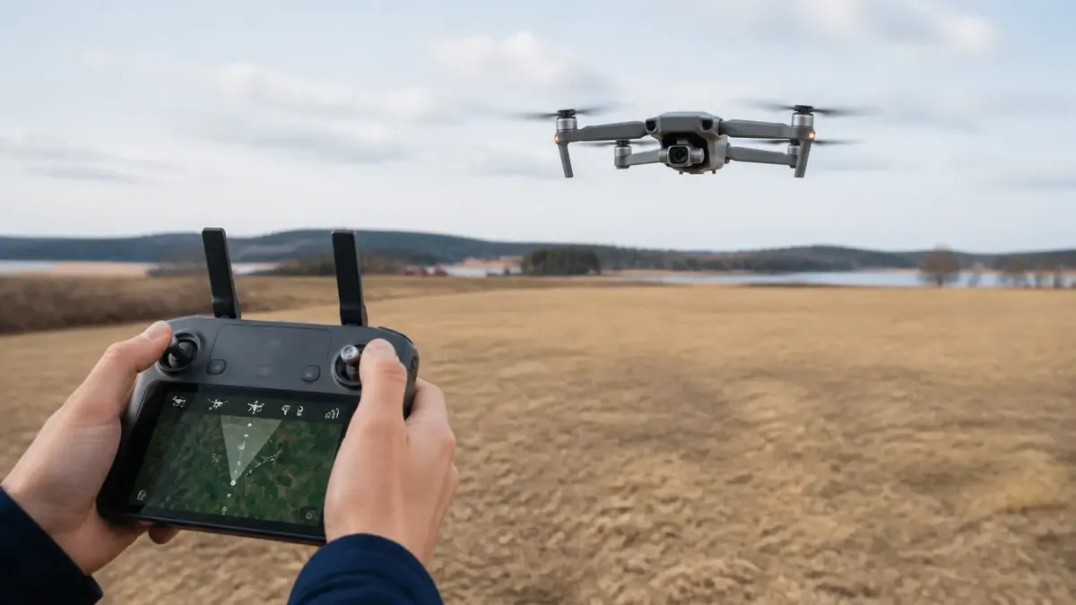Drönare med GPS illustrert som guider hos Drönarnytt