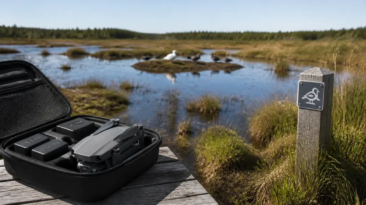 Drönare i naturreservat illustrert som guider hos Drönarnytt