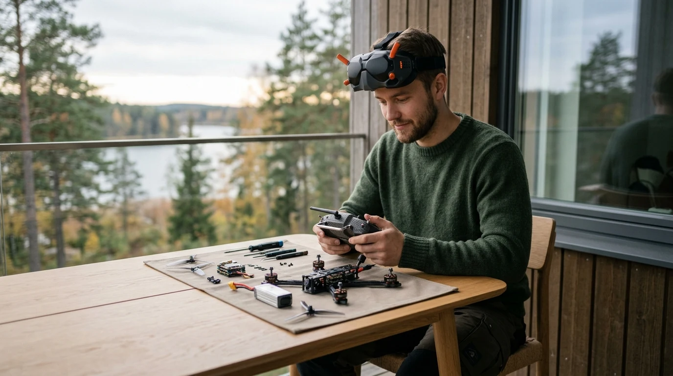 FPV-guide nybörjare illustrerad som fpv-drönare hos Drönarnytt